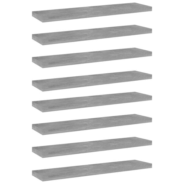 vidaXL Bookshelf Boards 8 pcs Concrete Grey 40x10x1.5 cm Engineered Wood