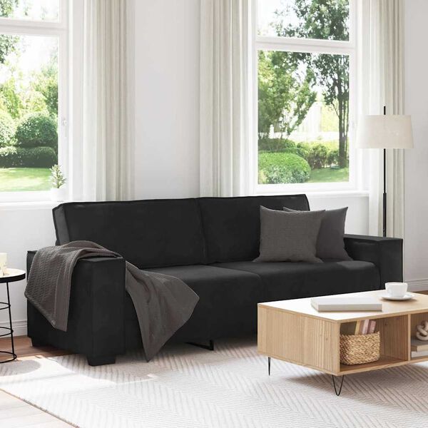 vidaXL 3-Seater Sofa Black 220x78x84 cm Velvet