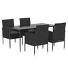 vidaXL 5 Piece Garden Dining Set with Cushions Black Poly Rattan