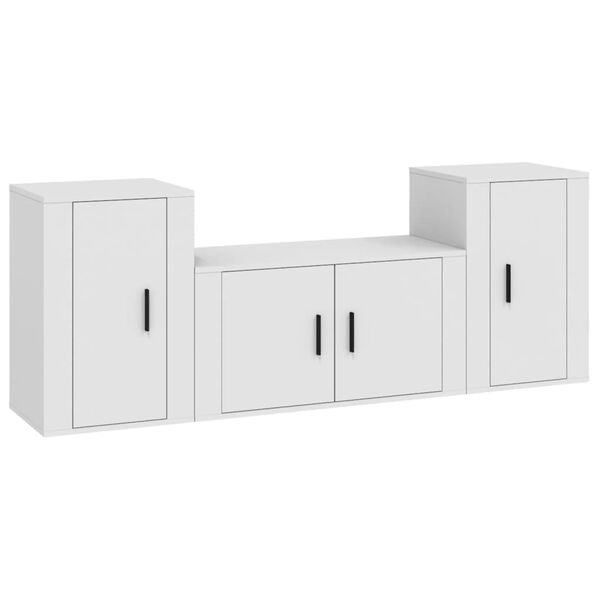 vidaXL 3 Piece TV Cabinet Set White Engineered Wood
