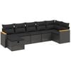 vidaXL 7 Piece Garden Sofa Set with Cushions Black Poly Rattan