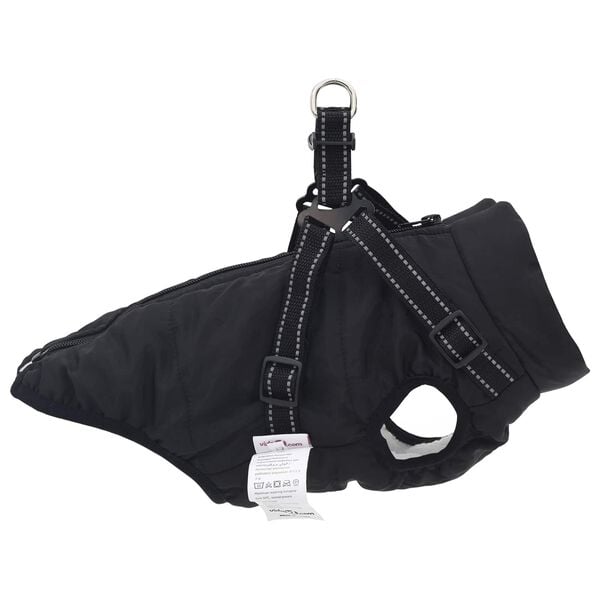 vidaXL Dog Coat with Harness Black S Fleece and Polyester