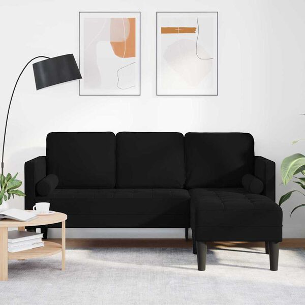 vidaXL Sofa Set with Cushion Black Polyester