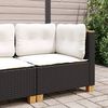 vidaXL Garden Sofa Corner with Cushions Black Poly Rattan