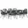 vidaXL 9 Piece Garden Dining Set with Cushions Black Poly Rattan Glass