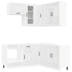 vidaXL Kitchen Unit KALMAR 8 pcs High Gloss White Engineered Wood