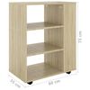 vidaXL Rolling Cabinet Sonoma Oak 60x35x75 cm Engineered Wood