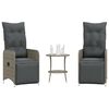 vidaXL Reclining Garden Chairs 2 pcs with Table Grey Poly Rattan