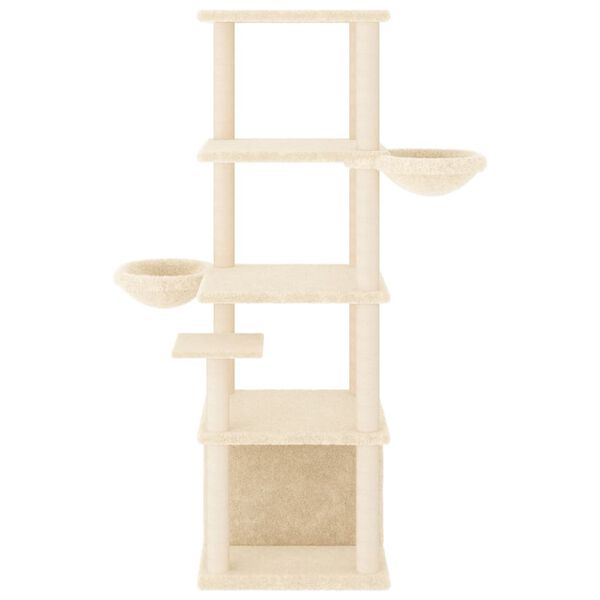 vidaXL Cat Tree with Sisal Scratching Posts Cream 147 cm