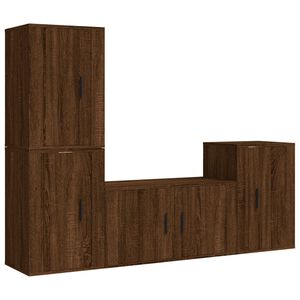 vidaXL 4 Piece TV Cabinet Set Brown Oak Engineered Wood