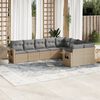 vidaXL 9 Piece Garden Sofa Set with Cushions Beige Poly Rattan