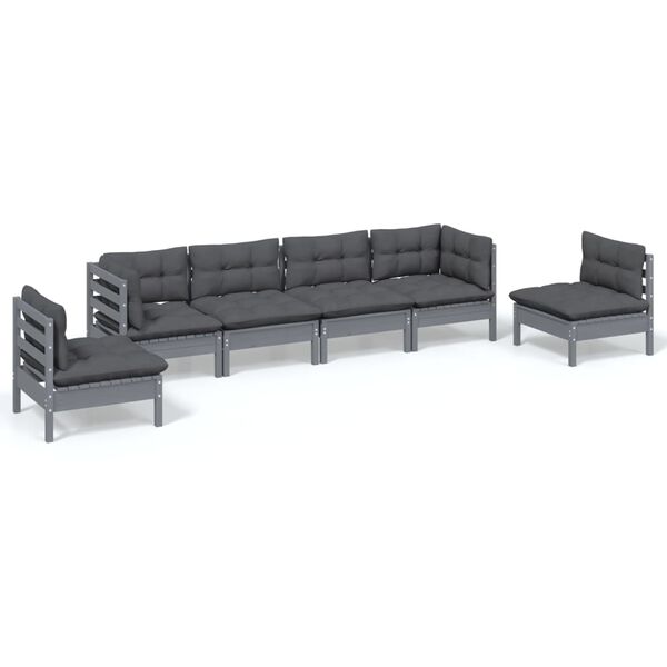 vidaXL 6 Piece Garden Lounge Set with Cushions Solid Pinewood