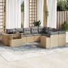 vidaXL 10 Piece Garden Sofa Set with Cushions Beige Poly Rattan
