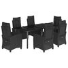 vidaXL 7 Piece Garden Dining Set with Cushions Black Poly Rattan