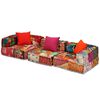 vidaXL 3-Seater Modular Pouffe Patchwork Fabric