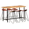 vidaXL 7 Piece Bar Set Solid Acacia Wood and Real Leather