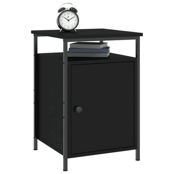 vidaXL Bedside Cabinet Black 40x42x60 cm Engineered Wood