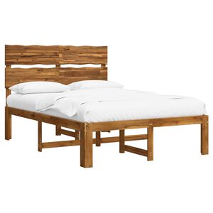 vidaXL Double Bed Frame with Headboard ROSTOCK Natural 135 x 190 cm