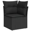 vidaXL 10 Piece Garden Sofa Set with Cushions Black Poly Rattan Acacia