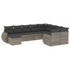 vidaXL 10 Piece Garden Sofa Set with Cushions Grey Poly Rattan