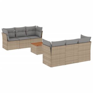 vidaXL 7 Piece Garden Sofa Set with Cushions Mix Beige Poly Rattan