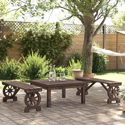 vidaXL Garden Benches 2 pcs Solid Wood Fir