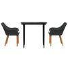vidaXL Garden Dining Set with Cushion 3 pcs Black Poly Rattan