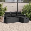 vidaXL 4 Piece Garden Sofa Set with Cushions Black Poly Rattan