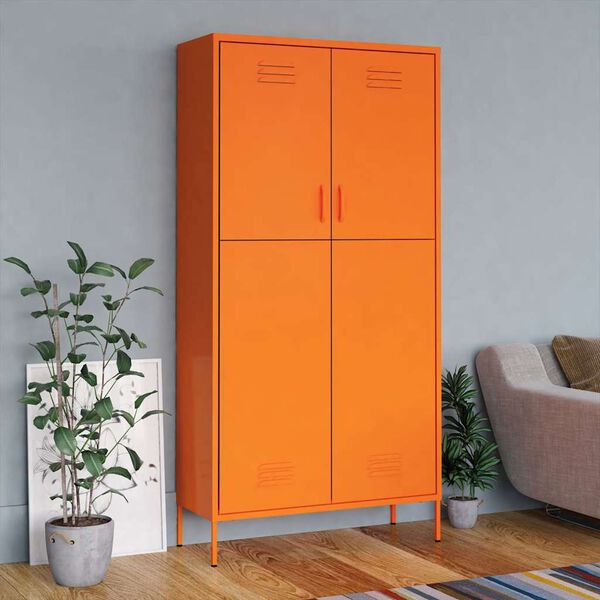 vidaXL Wardrobe Orange 90x50x180 cm Steel
