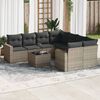 vidaXL 9 Piece Garden Sofa Set with Cushions Grey Poly Rattan