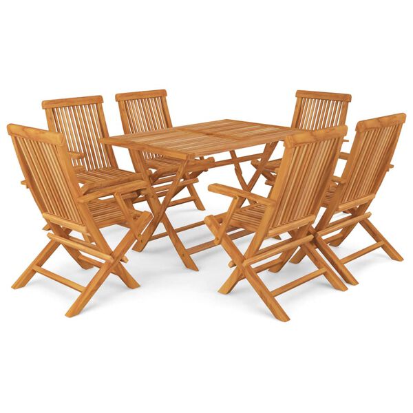 vidaXL 7 Piece Garden Dining Set Solid Teak Wood