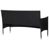 vidaXL 3-Seater Garden Sofa with Cushions Black Poly Rattan