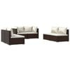 vidaXL 6 Piece Garden Lounge Set with Cushions Poly Rattan Brown