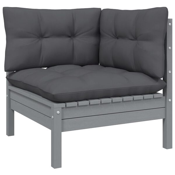 vidaXL 5 Piece Garden Lounge Set with Anthracite Cushions Pinewood