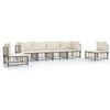vidaXL 6 Piece Garden Lounge Set with Cushions Anthracite Poly Rattan