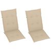 vidaXL Garden Chairs 2 pcs with Beige Cushions Solid Teak Wood