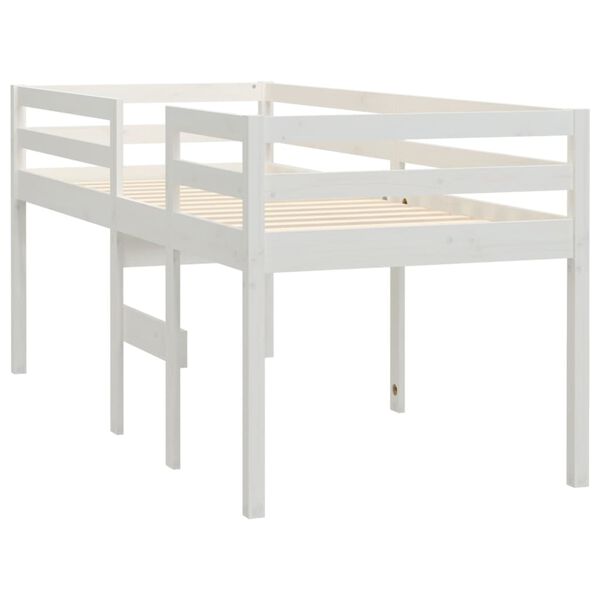 vidaXL High Sleeper Bed without Mattress White 90x190 cm Single Solid Wood Pine
