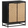 vidaXL Sideboard | Black, Natural Jute | Solid Mango Wood, Iron, Jute