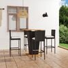 vidaXL 5 Piece Garden Bar Set with Cushions Poly Rattan Black