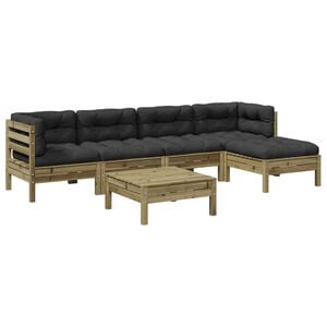 vidaXL 6 Piece Garden Sofa Set with Cushions Impregnated Wood Pine