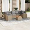 vidaXL 8 Piece Garden Sofa Set with Cushions Beige Poly Rattan