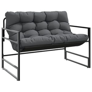 vidaXL Garden Bench with Cushion Anthracite 113 cm Steel