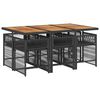 vidaXL 7 Piece Garden Dining Set with Cushions Black Poly Rattan