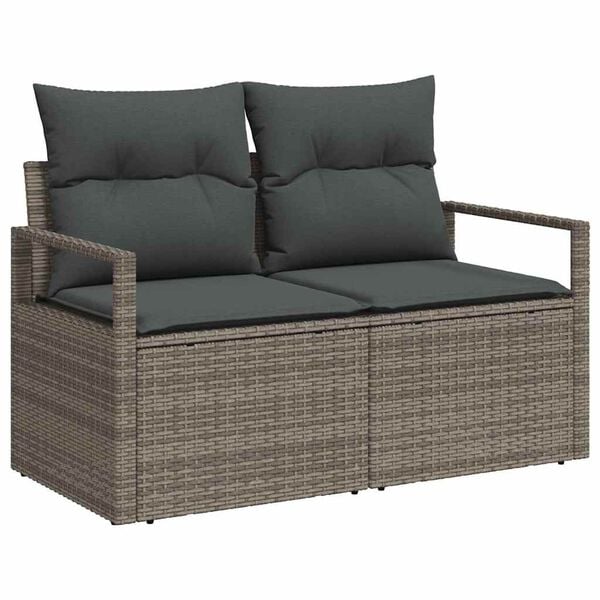 vidaXL Garden Sofa Set with Storage 10 pcs Grey Poly rattan