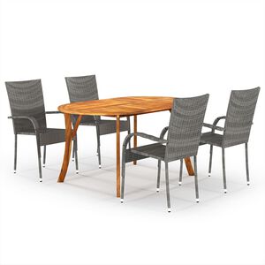 vidaXL Dining Set | Table: Brown, Chair: Grey