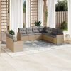 vidaXL 9 Piece Garden Sofa Set with Cushions Beige Poly Rattan