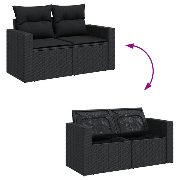 vidaXL 5 Piece Garden Sofa Set with Cushions Black Poly Rattan