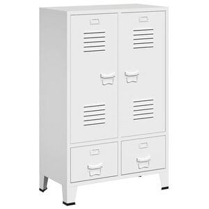 vidaXL Wardrobe | White | Steel | Medium | Height-Adjustable Shelves | Wardrobe