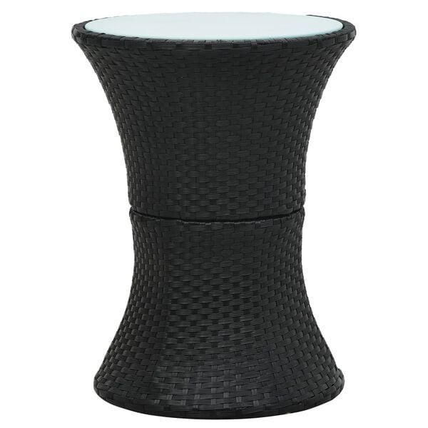vidaXL Garden Side Table Drum Shape Black Poly Rattan