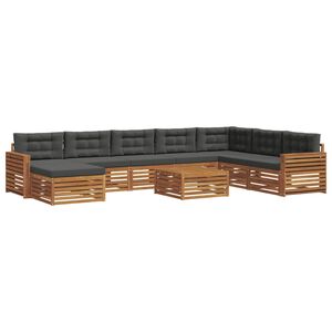 vidaXL Outdoor Sofa Set 9 pcs Natural and Anthracite Solid Acacia Wood